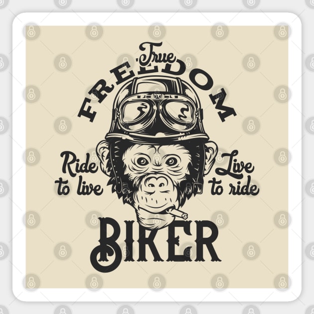 True Freedom Biker: Ride to Live, Live to Ride Sticker by Jarecrow 